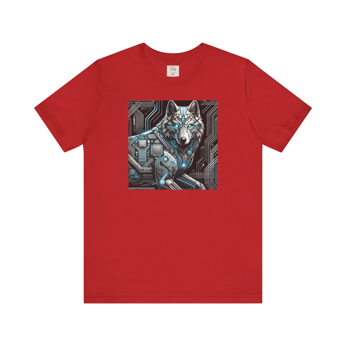 Tech Cyber Wolf Unisex Jersey Tee - Futuristic Animal Print Animal T-Shirt