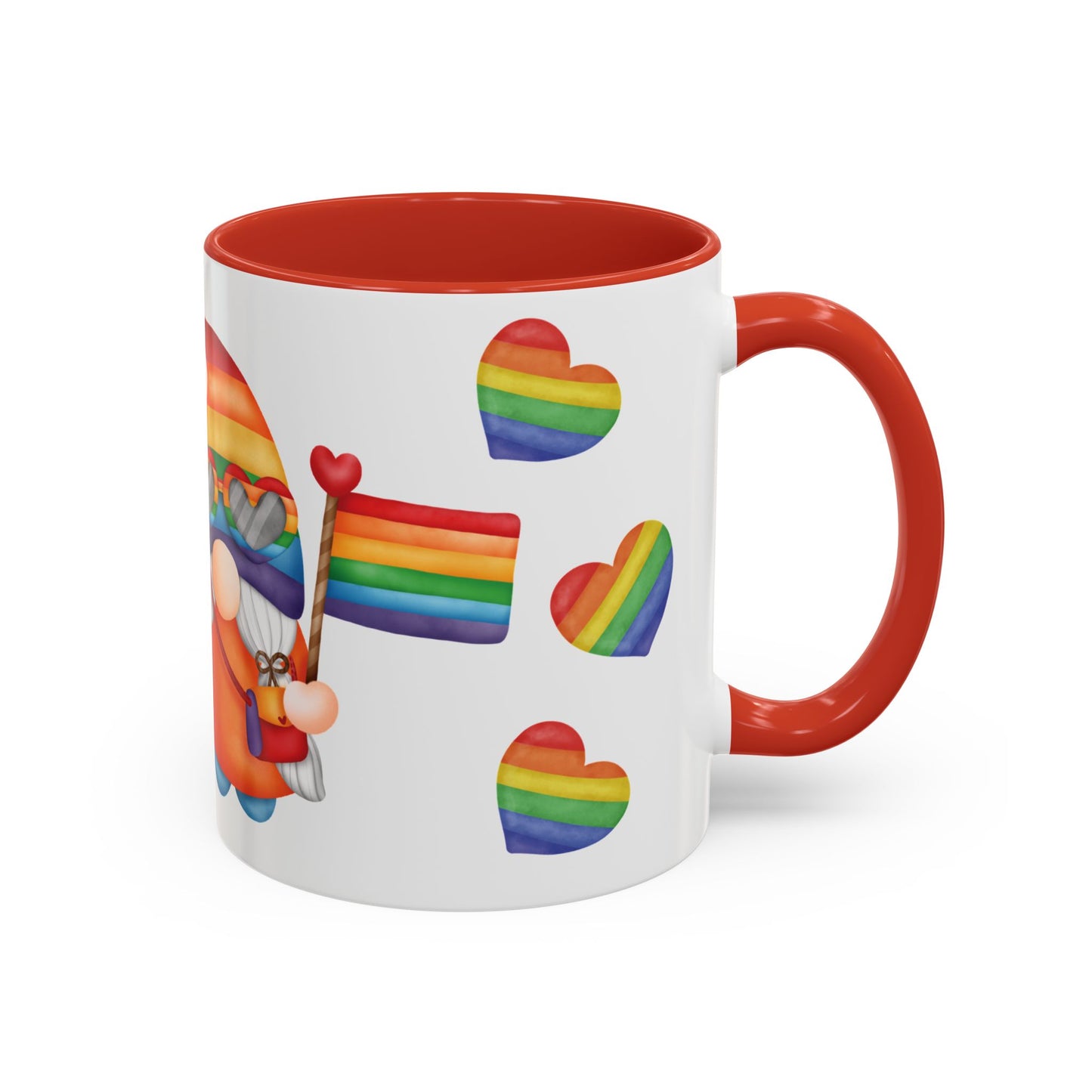 Pride Gnome Accent Mug | Rainbow Love Coffee Cup | 11oz & 15oz