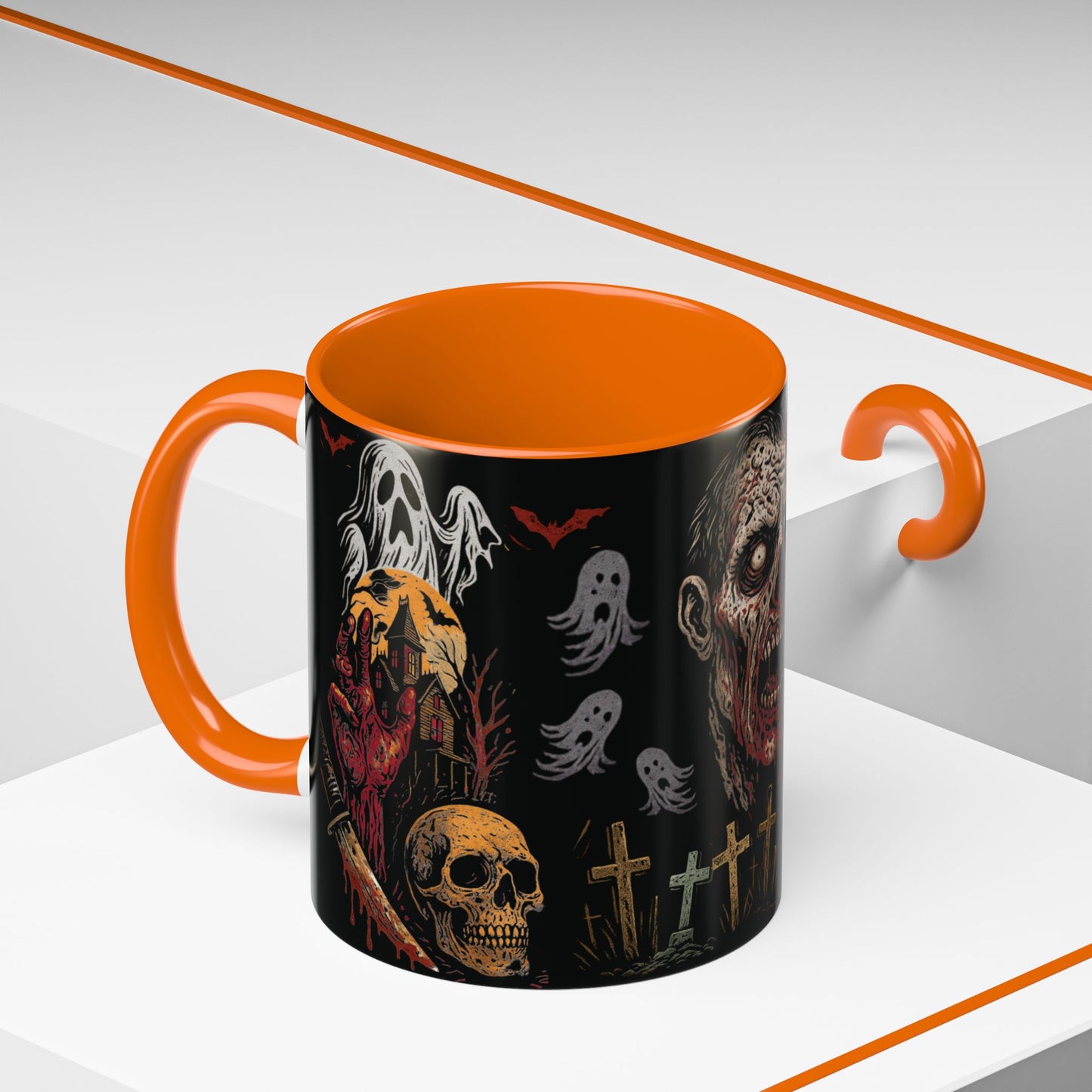 Horror Coffee Mug – Zombie Graveyard Halloween Design – 11oz & 15oz Ceramic – Creepy Goth Kitchen Decor