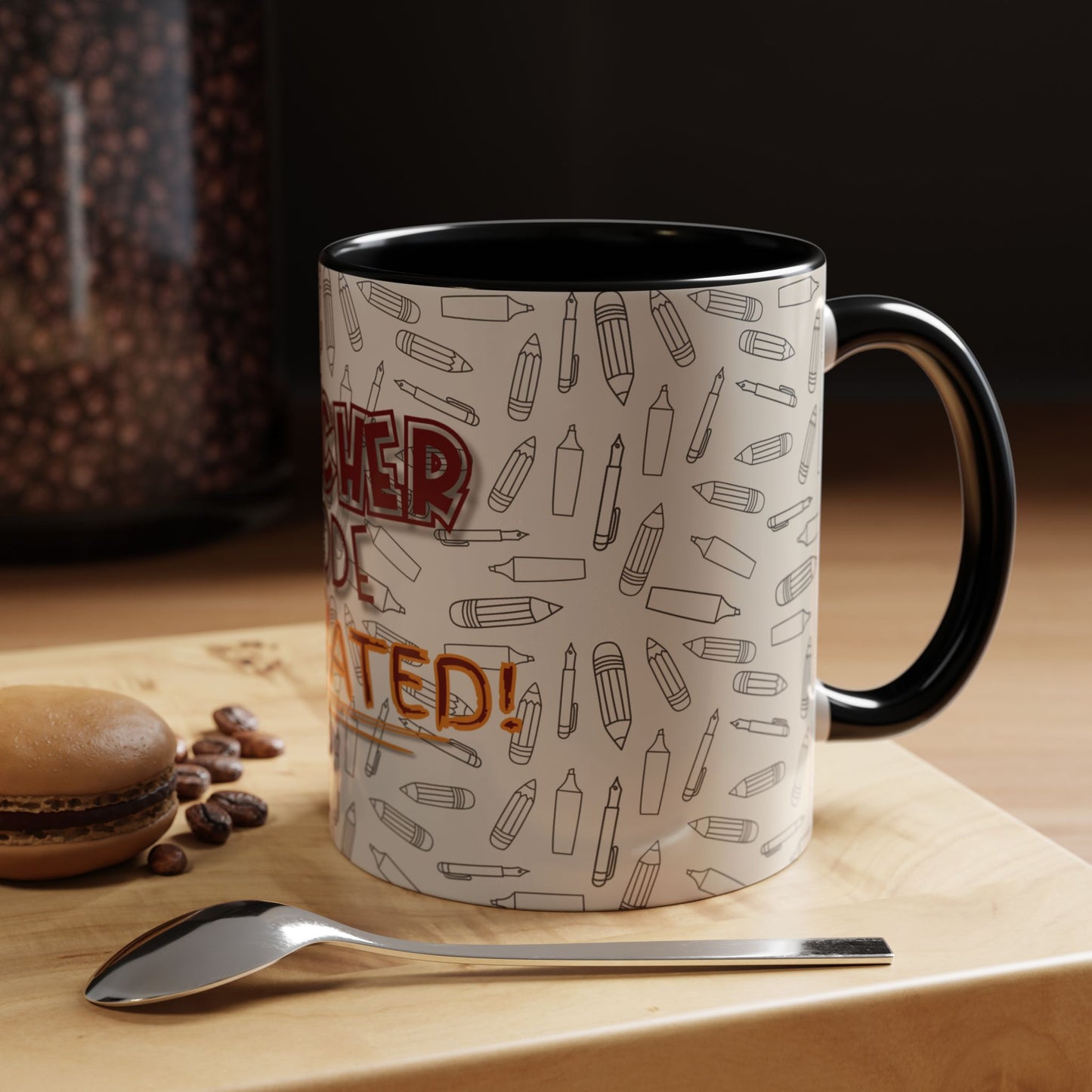 Funny Teacher Coffee Mug – Back to School Gift – “Teacher Mode Activated” – Color Accent 11oz 15oz – Classroom Decor – Durable Ceramic – Education Life