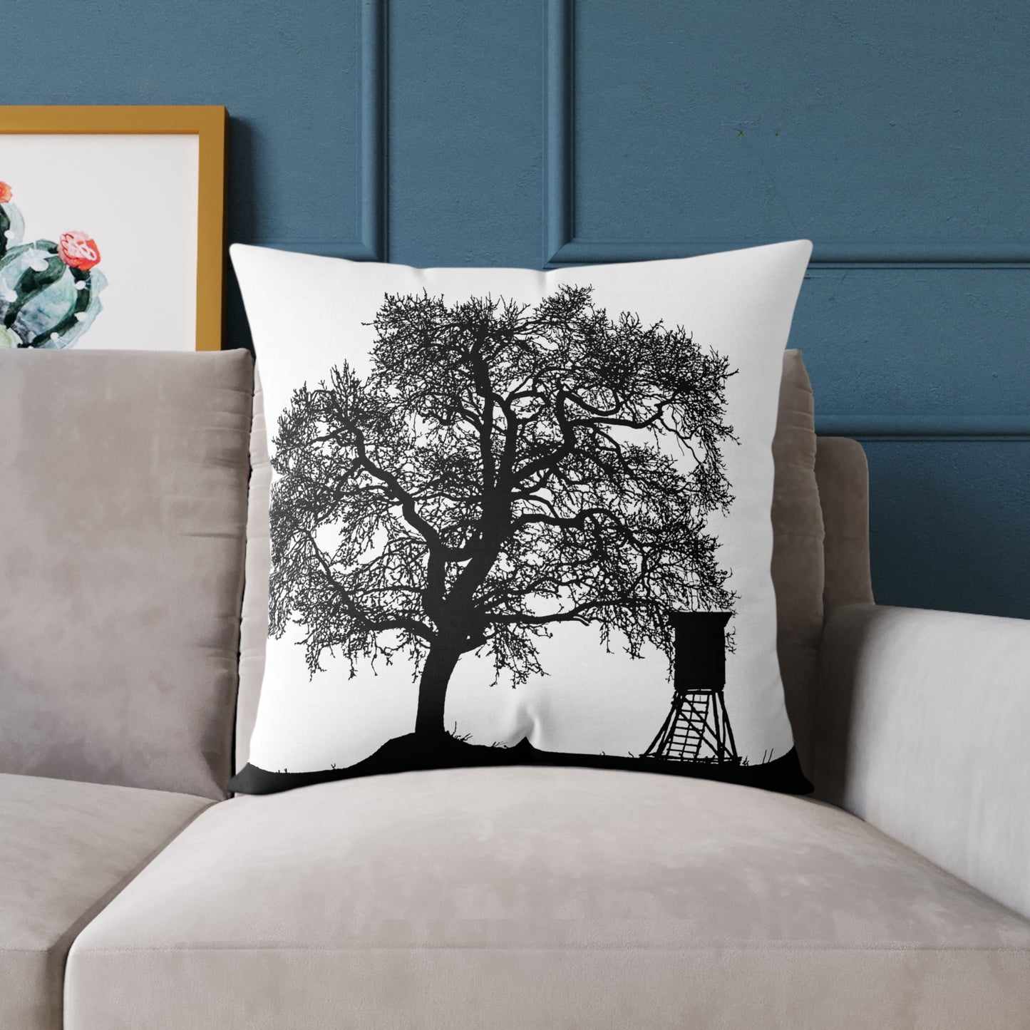 Lone Tree & Water Tower Silhouette Throw Pillow β Dark Countrycore Accent for Moody Spaces Home Decor Throw Pillows
