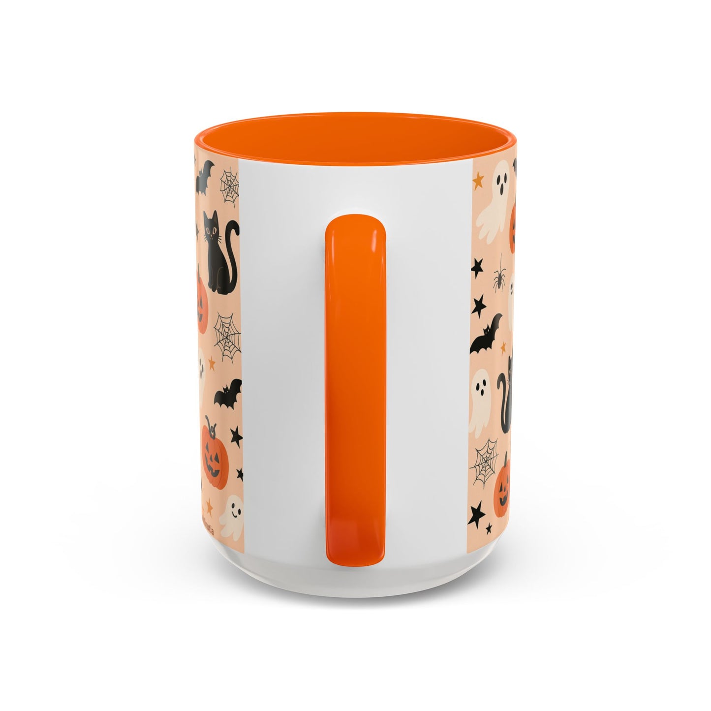 Halloween Color Accent Mug β Ghosts, Pumpkins & Black Cats, Fall Coffee Cup (11oz & 15oz) β Boutique Spooky Season Drinkware