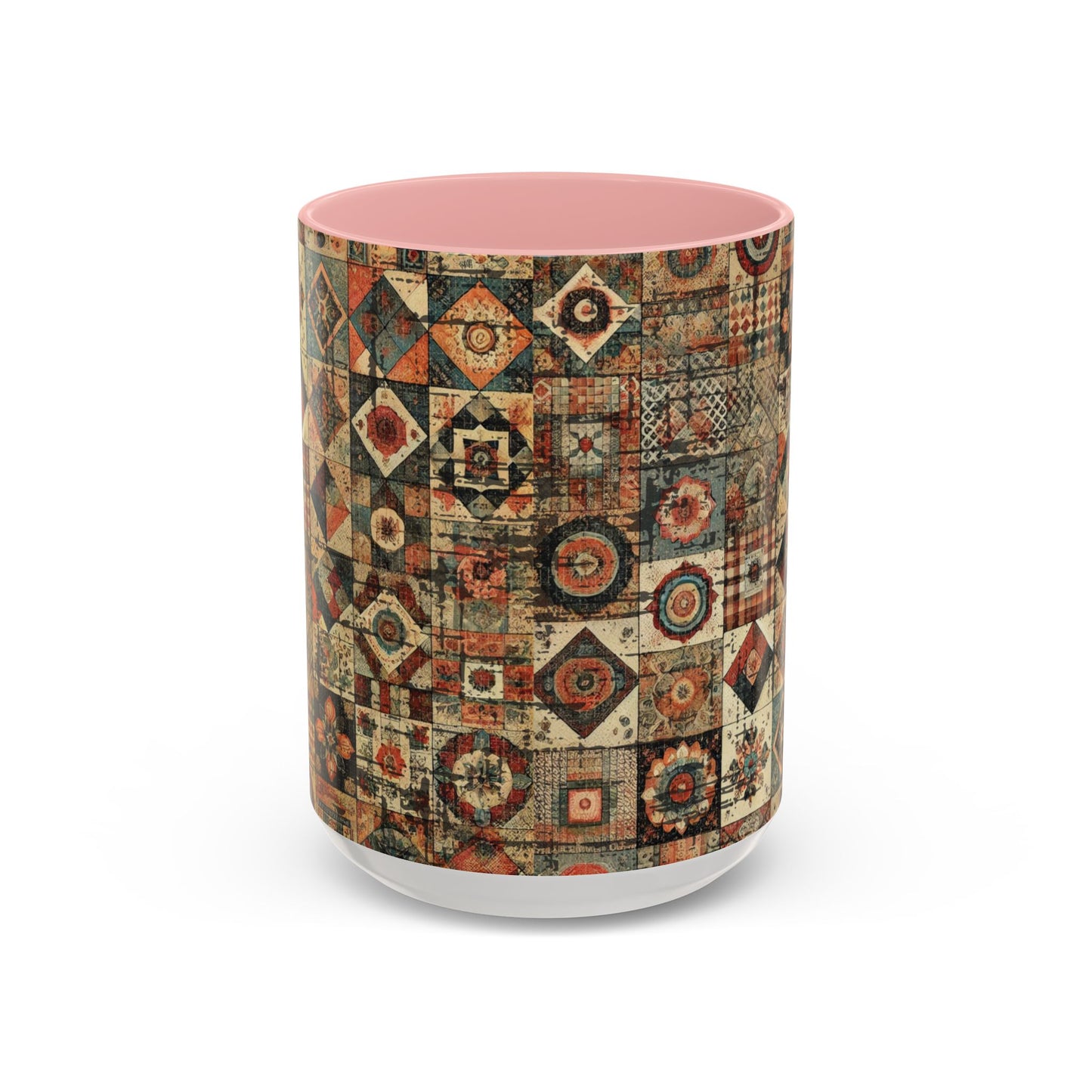 Boho Patchwork Quilt Mug | Vintage Accent Coffee Mug (11oz/15oz)