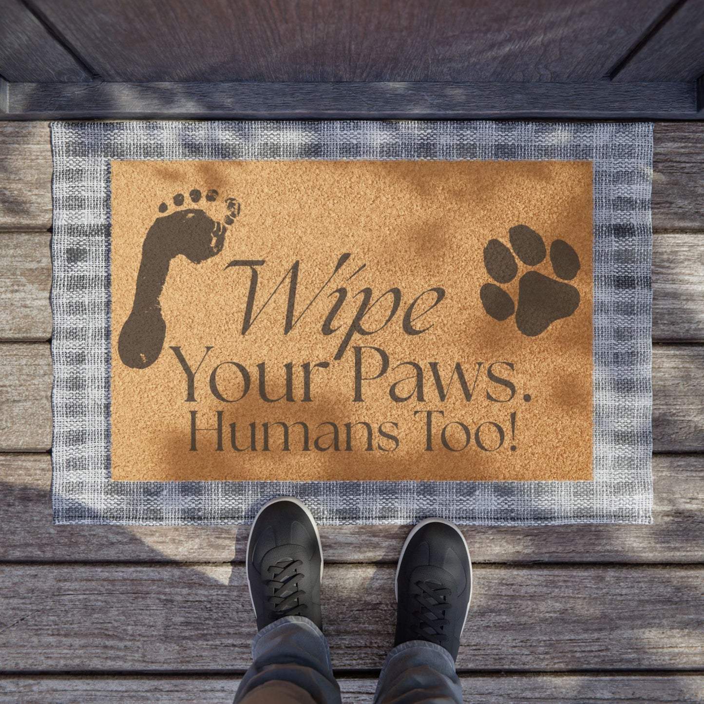 Wipe Your Paws. Humans Too! – Premium Coir Doormat, Pet-Friendly Funny Welcome Mat (24×16")