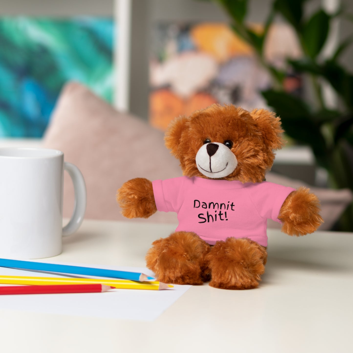 8" Funny Stuffed Animal Gift for Adults, Cute Plush Toy, Humor Bear, Sarcastic Gifts, Quirky Decor, Comfort Toy with Quote