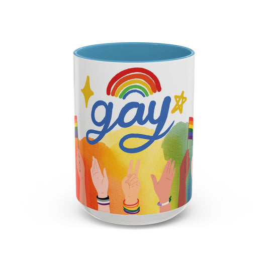 Taza con acento de orgullo | Regalo LGBTQ+ divertido | Opciones de 325 ml y 433 ml