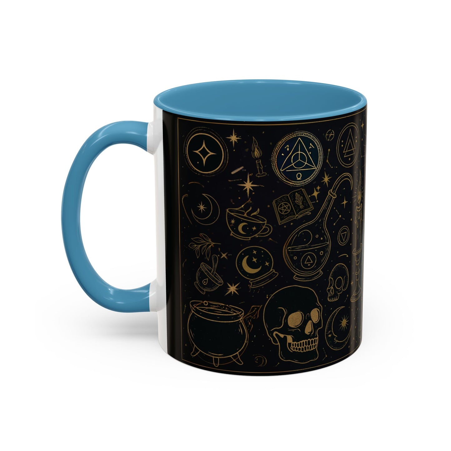 Witchy Aesthetic Coffee Mug โ 15oz Black & Purple Ceramic with Occult Symbols โ Goth Kitchen Decor, Halloween Gift Idea - 11oz/15oz