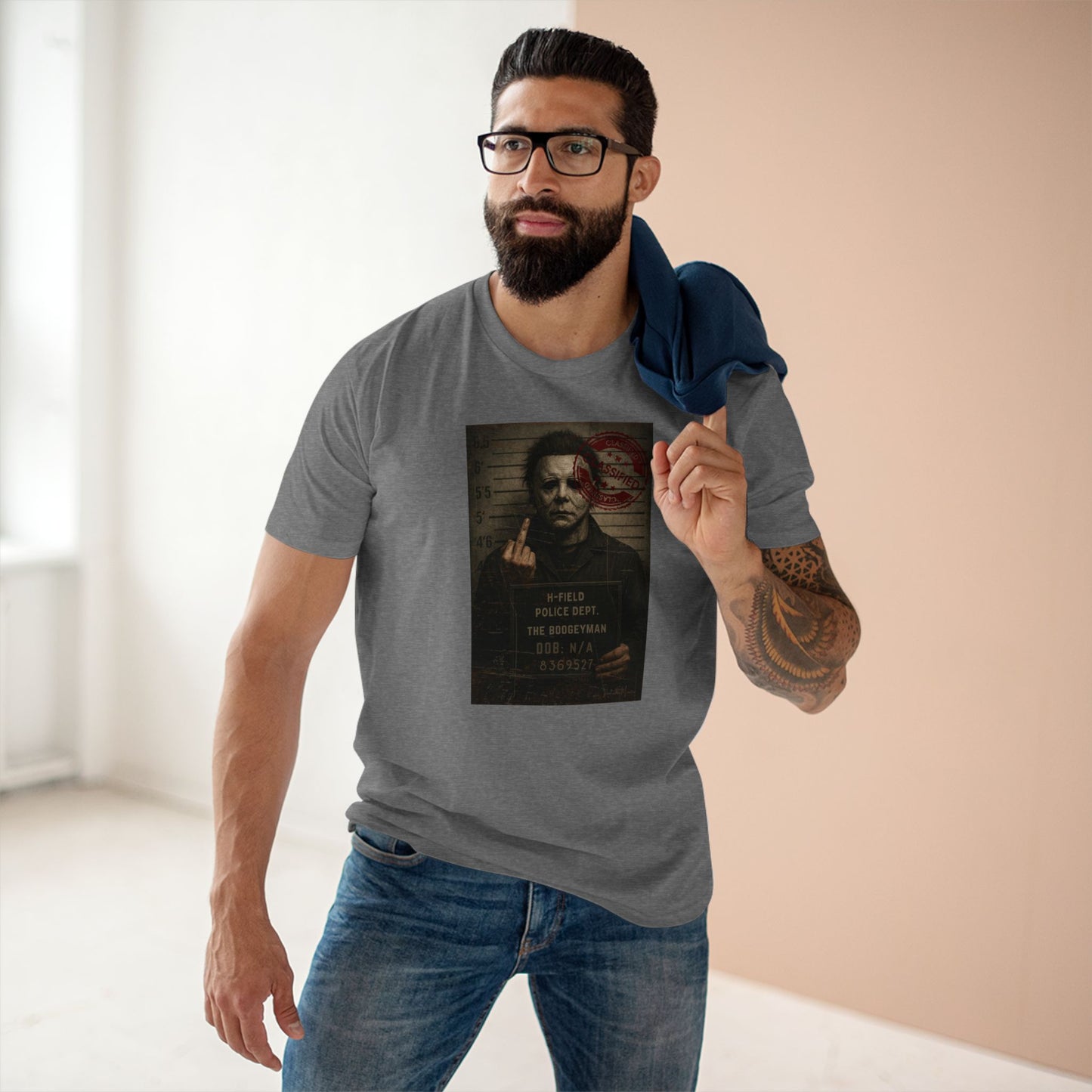 Michael Mugshot Tee – Distressed Horrorcore Slasher Shirt Premium Tee