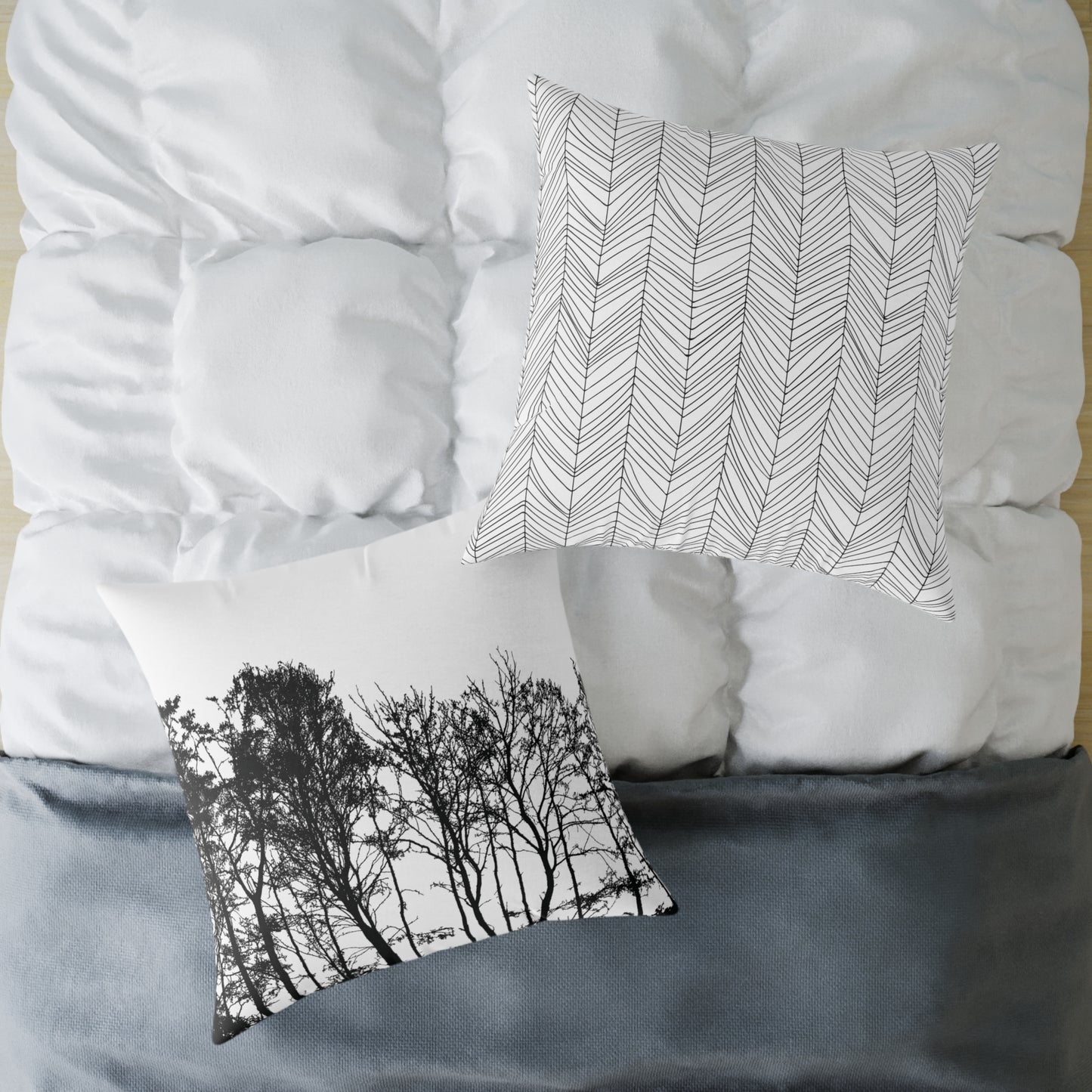 Dead Calm Treeline Silhouette Pillow β Stark Nature Accent for Lovers of the Bare & Bold - Canvas Throw Pillow
