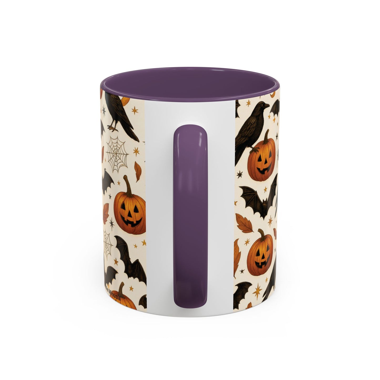 Halloween Raven & Pumpkin Color Accent Mug β Gothic Crow, Bats & Jack-oβ-Lantern Coffee Cup (11oz & 15oz) β Spooky Autumn Drinkware