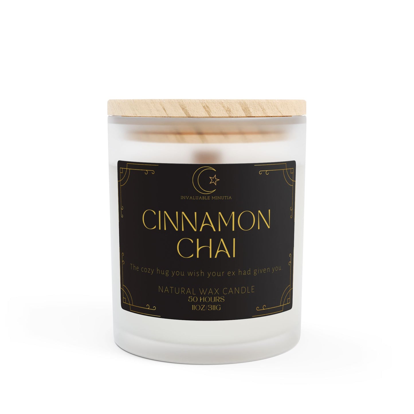 11oz Frosted Glass Natural Soy Wax Candle with Wooden Wick – Available in 9 Scents