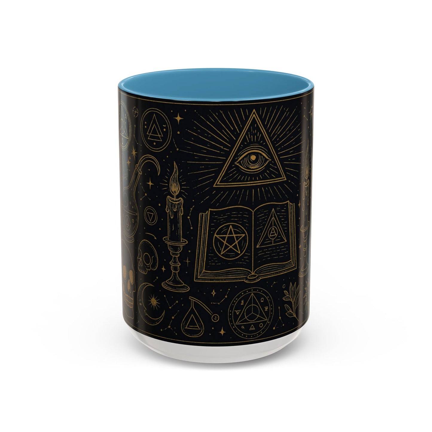 Witchy Aesthetic Coffee Mug โ 15oz Black & Purple Ceramic with Occult Symbols โ Goth Kitchen Decor, Halloween Gift Idea - 11oz/15oz