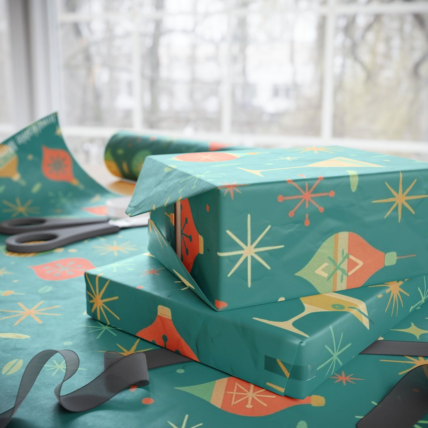 Atomic Christmas Cocktail – Mid-Century Holiday Wrapping Paper, Retro Martini Gift Wrap, 30" Roll (Matte/Gloss)