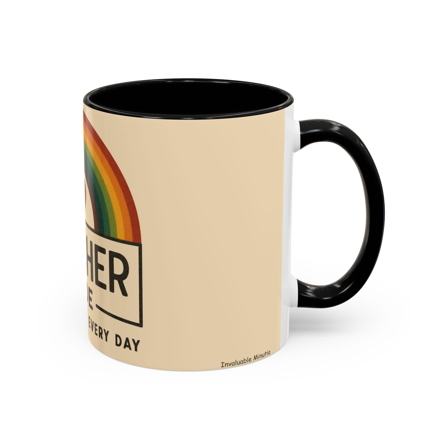 Teacher Mode – Color Accent Mug (11oz/15oz) • Rainbow Heart • Teacher Gift • Dishwasher & Microwave Safe