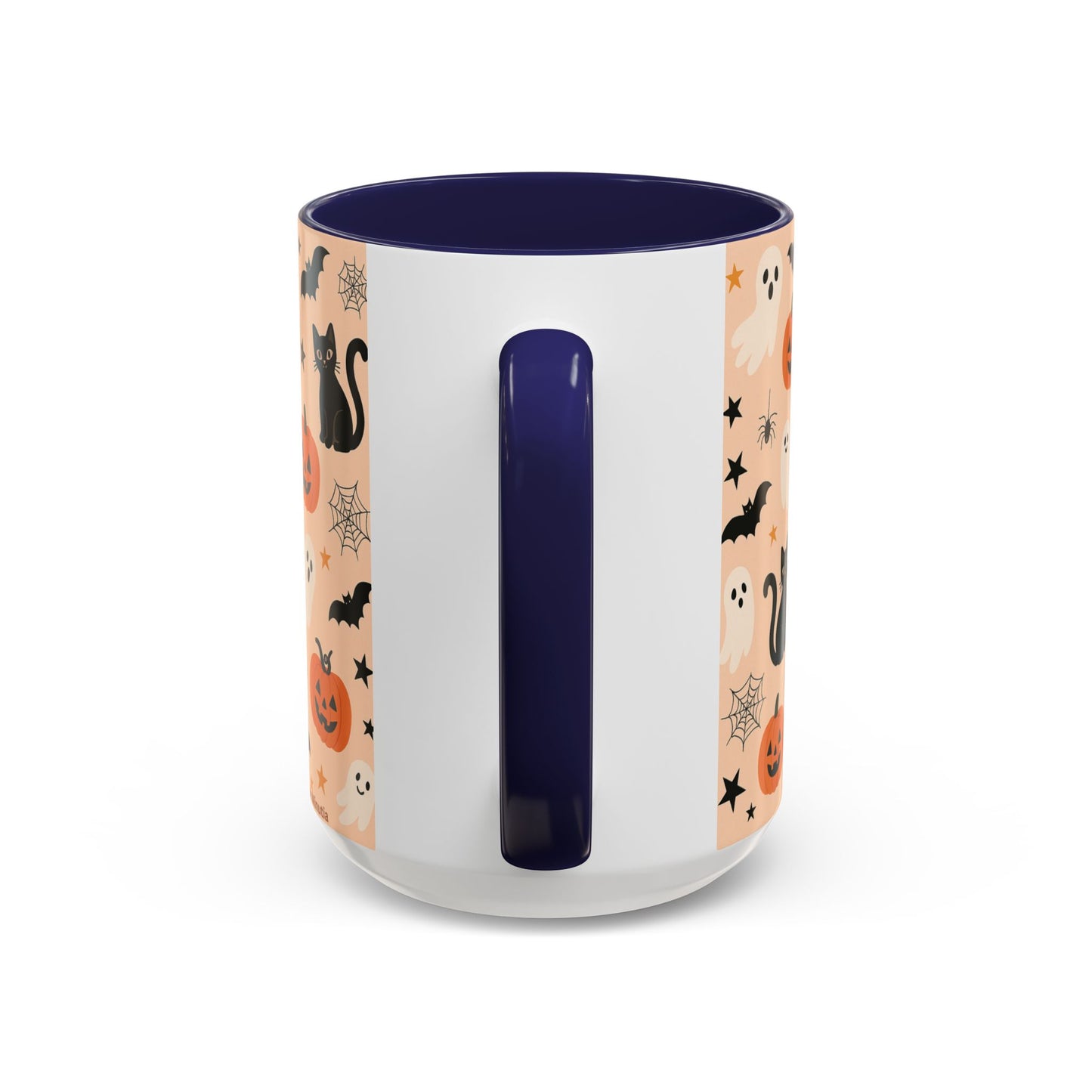 Halloween Color Accent Mug β Ghosts, Pumpkins & Black Cats, Fall Coffee Cup (11oz & 15oz) β Boutique Spooky Season Drinkware