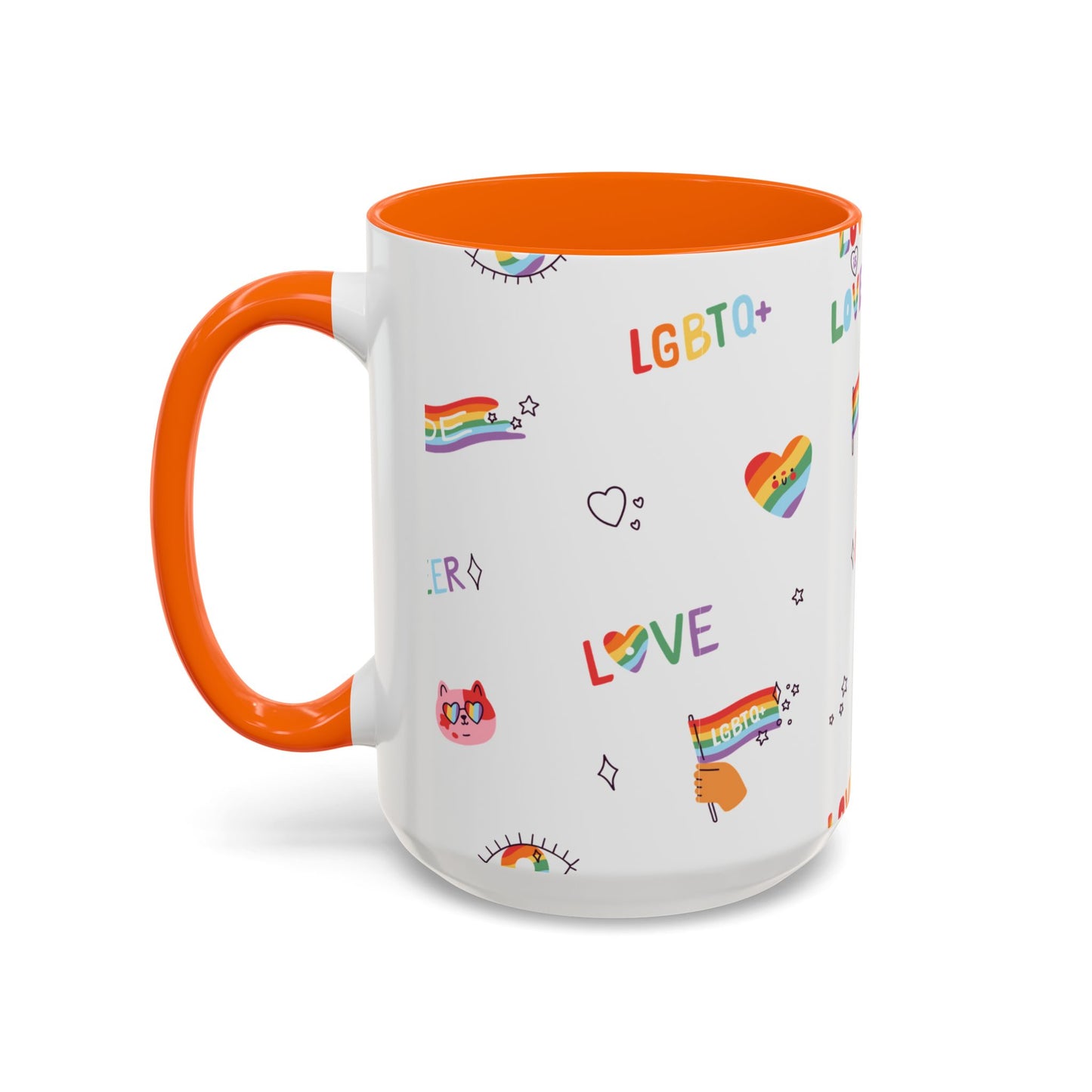 Minimalist Pride Accent Mug | LGBTQ+ Love Ceramic Cup | 11oz & 15oz