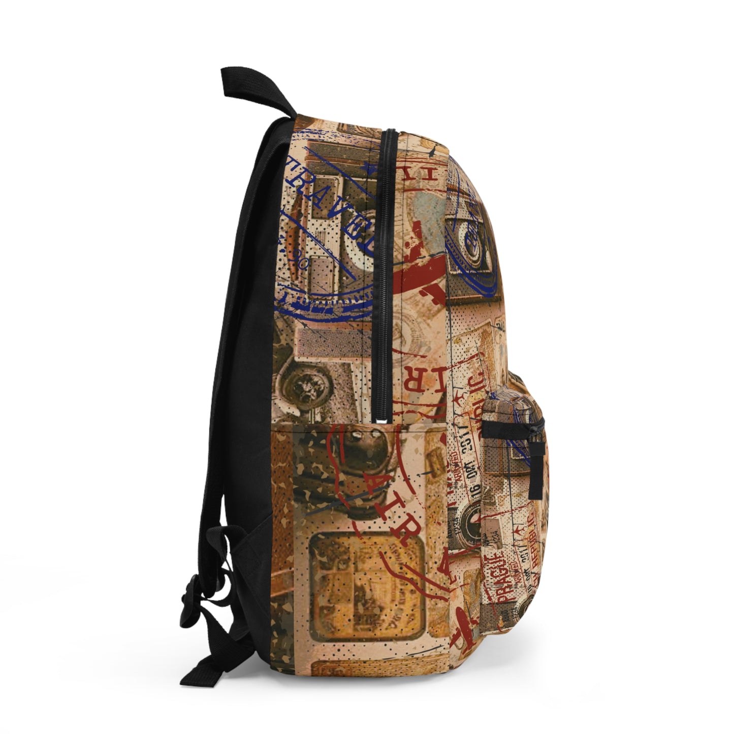 “Seasoned Traveler” – Retro Passport Print Backpack
