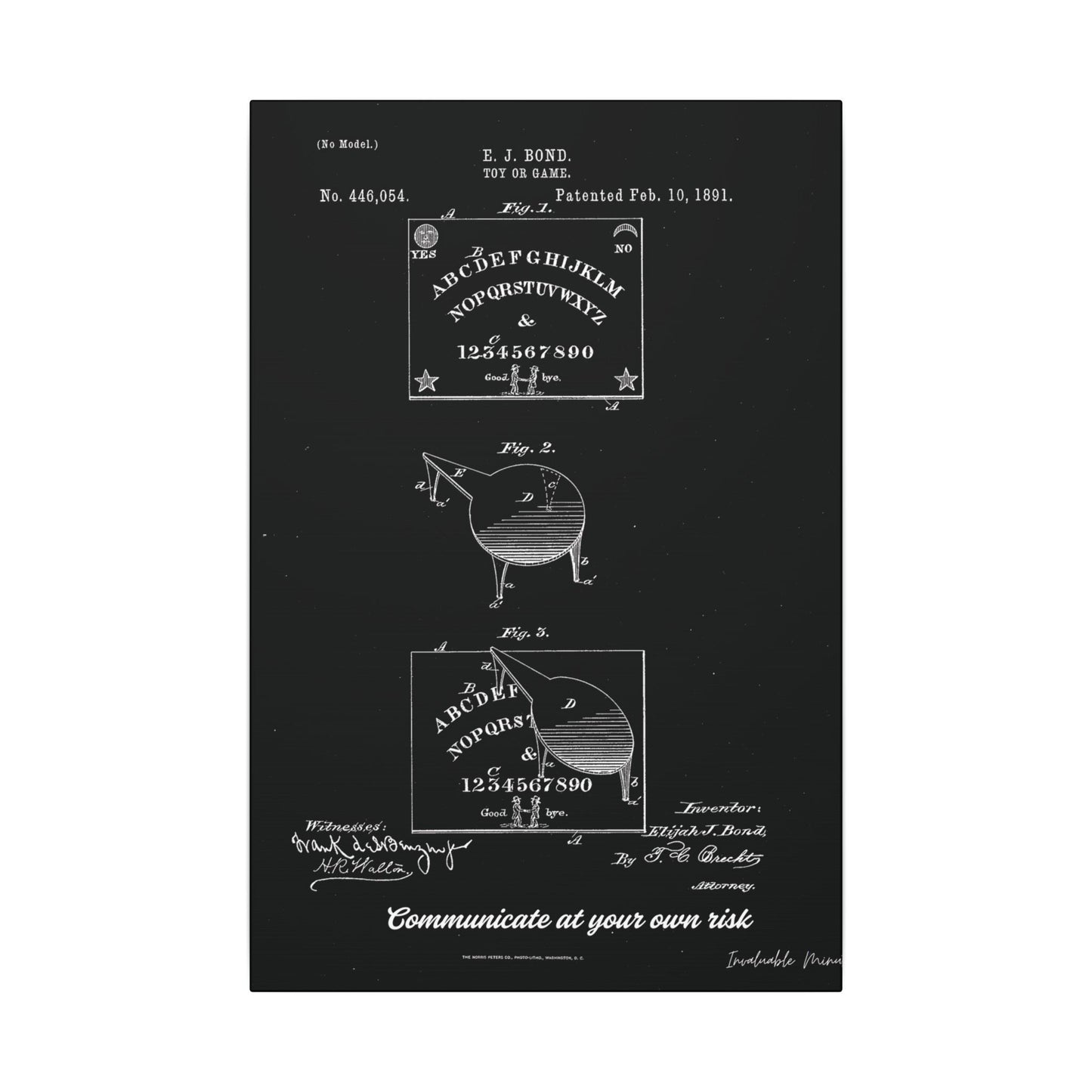 Ouija Board Patent Print (1891) – Gothic Spirit Board Canvas Wall Art