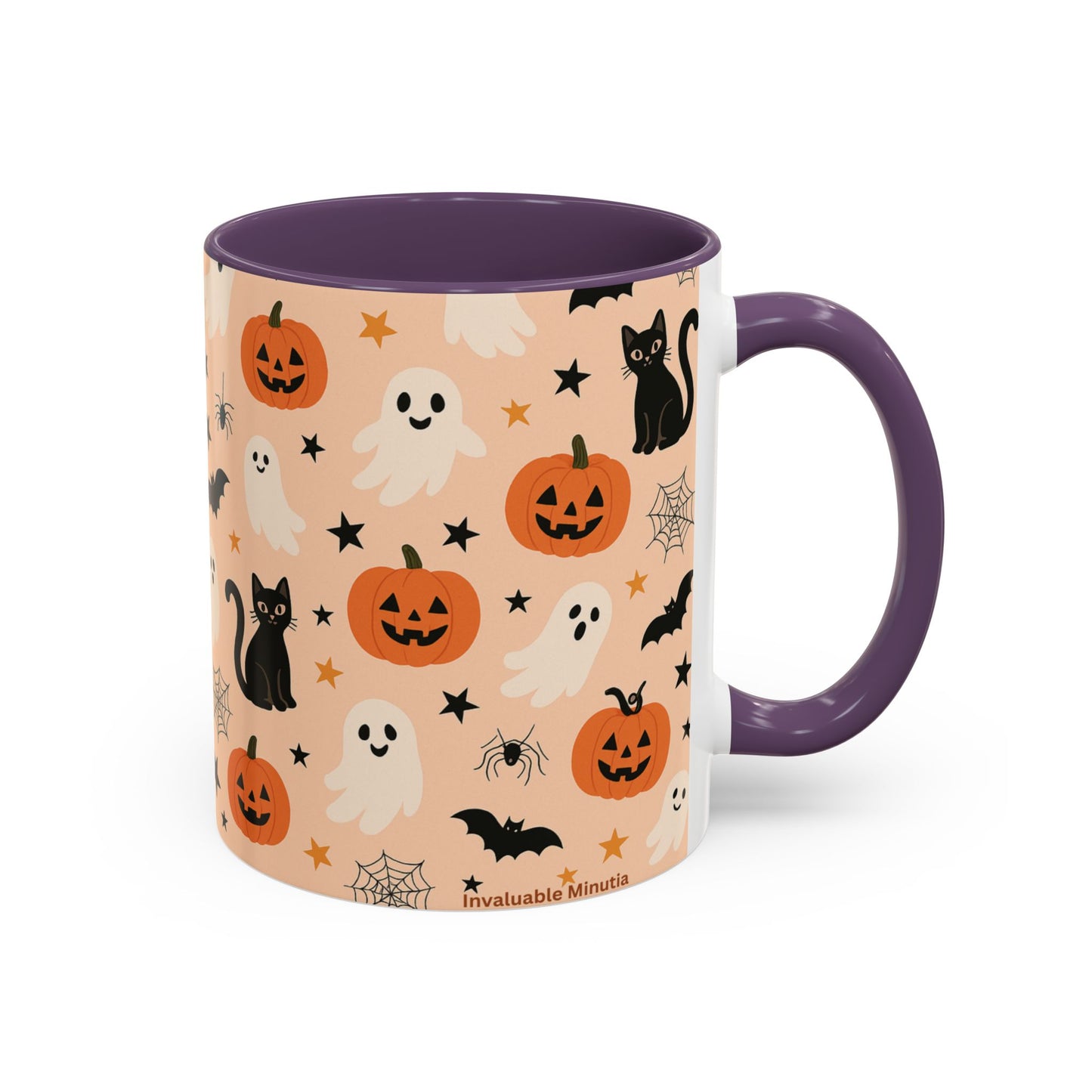 Halloween Color Accent Mug β Ghosts, Pumpkins & Black Cats, Fall Coffee Cup (11oz & 15oz) β Boutique Spooky Season Drinkware
