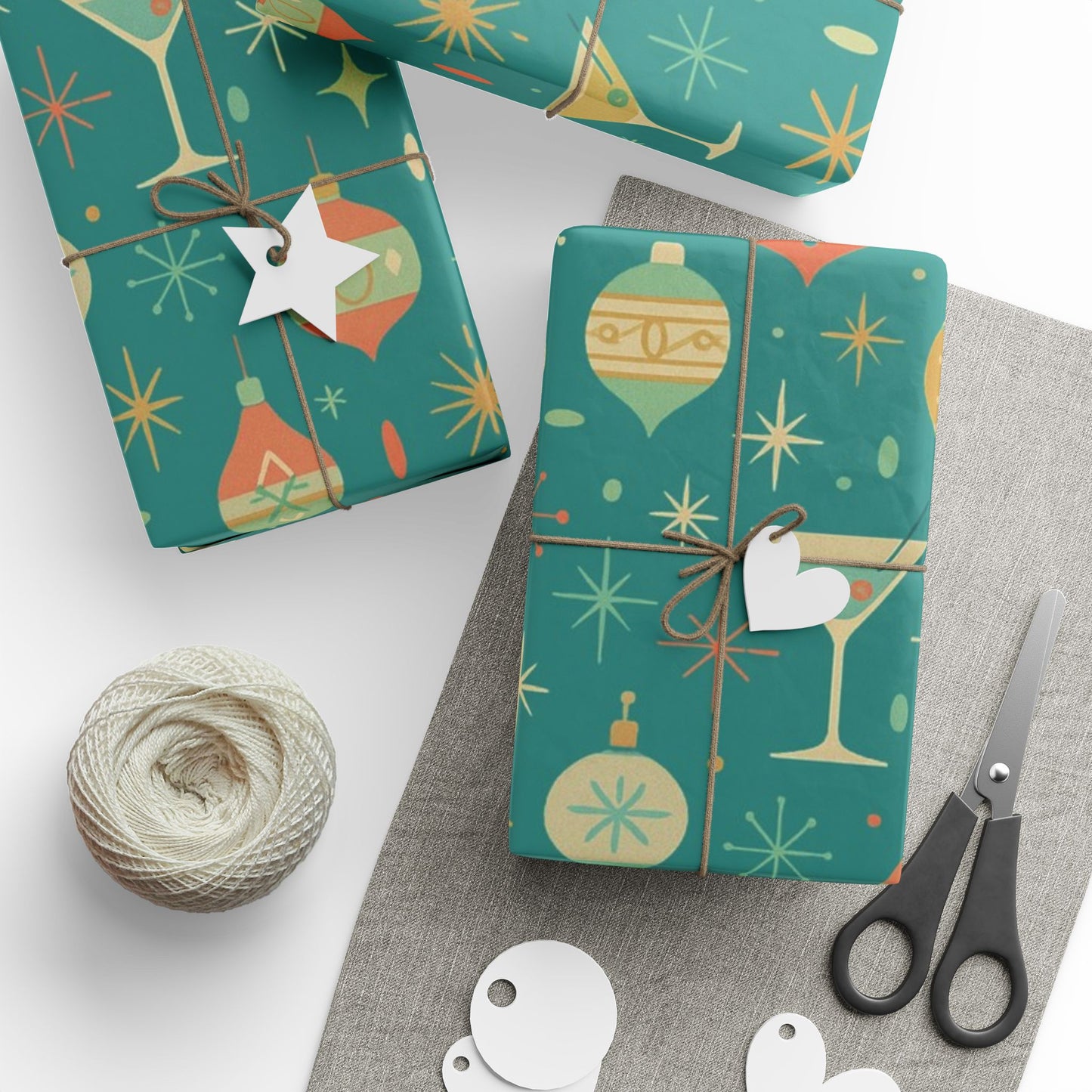 Atomic Christmas Cocktail – Mid-Century Holiday Wrapping Paper, Retro Martini Gift Wrap, 30" Roll (Matte/Gloss)