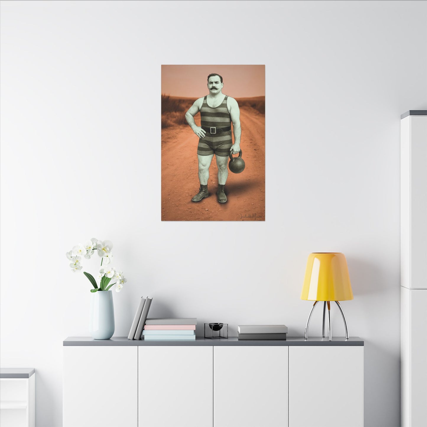 The Strongman – Matte Canvas Print (Gallery-Wrapped) 0.75" – Vintage Circus-Inspired Canvas Wall Art