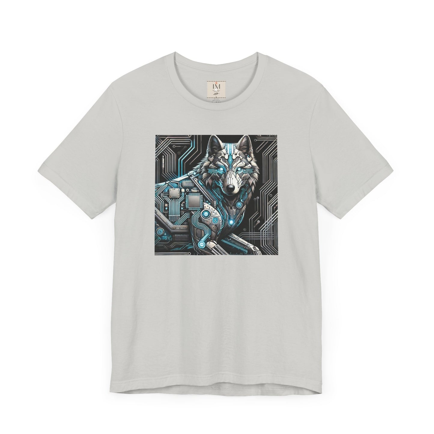 Tech Cyber Wolf Unisex Jersey Tee - Futuristic Animal Print Animal T-Shirt