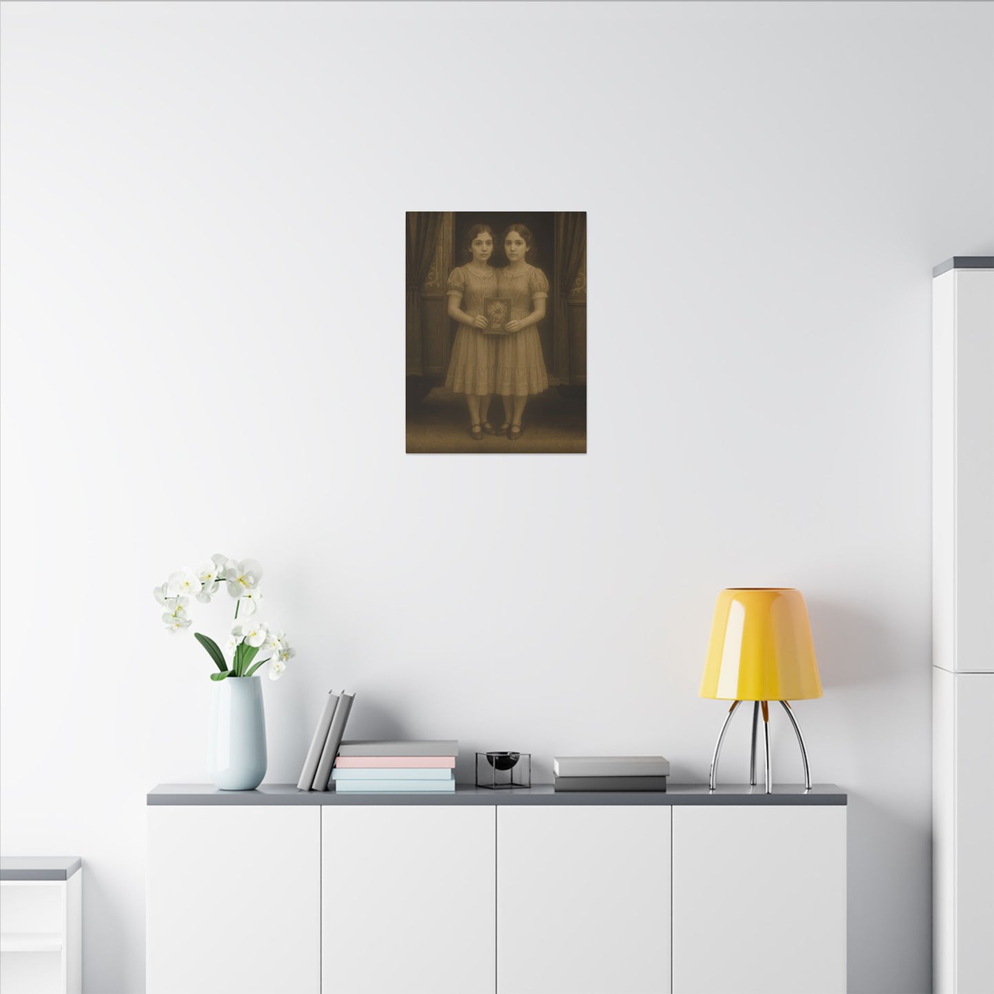 Conjoined Twins – Matte Canvas Print (Gallery-Wrapped) 0.75" – Vintage Circus-Inspired Canvas Wall Art