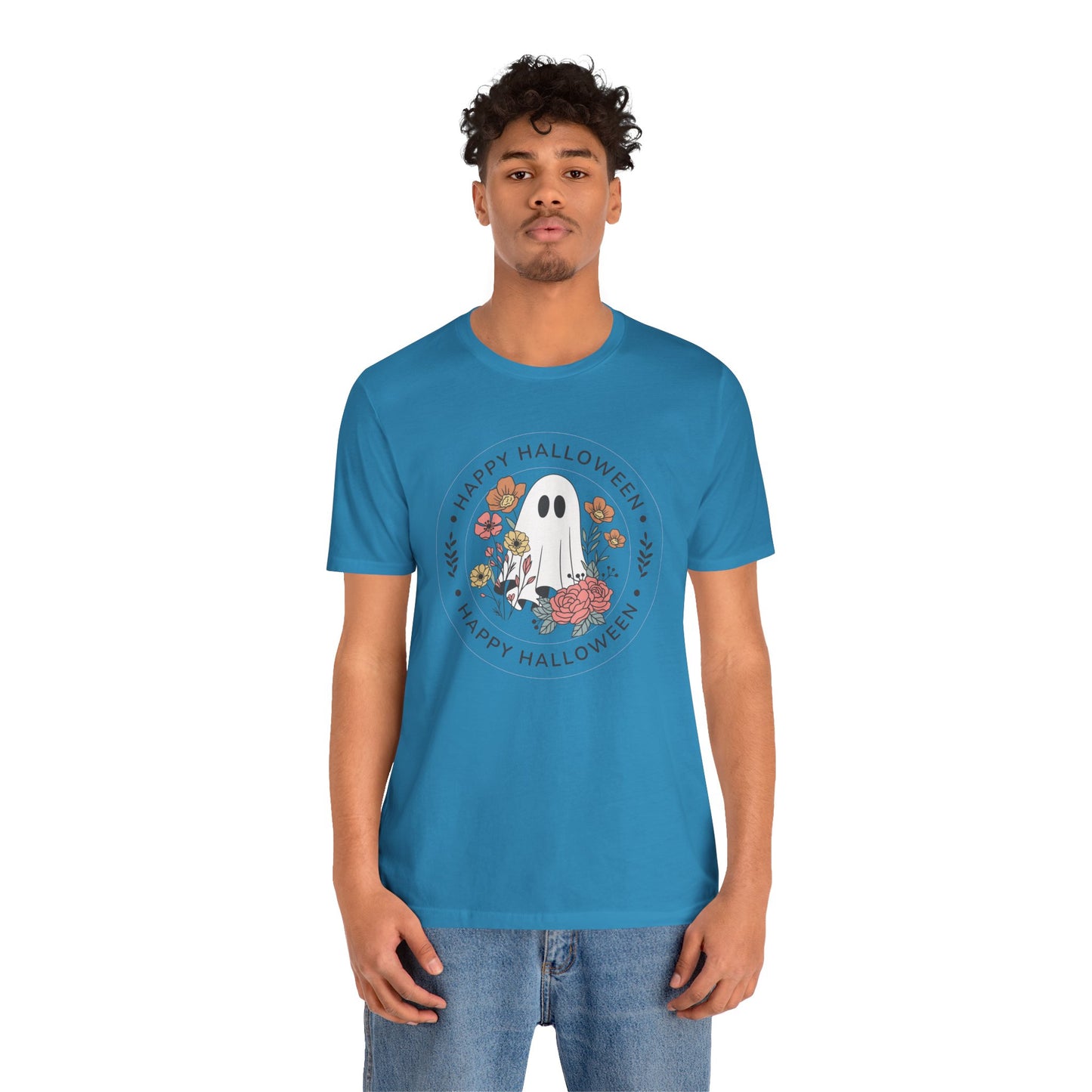 Happy Halloween Floral Ghost Tee – Bella+Canvas 3001