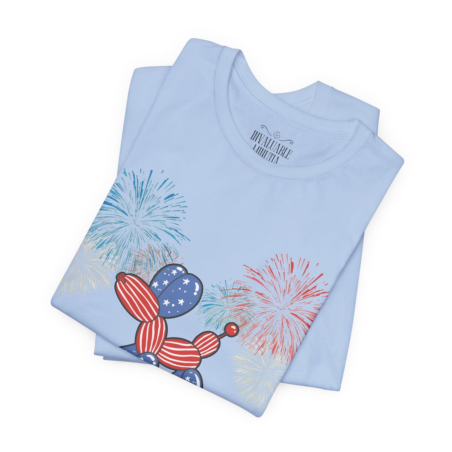 Patriotic Balloon Animal Tee, Fourth of July Shirt, Independence Day Apparel, Fireworks Unisex T-shirt, Bella + Canvas