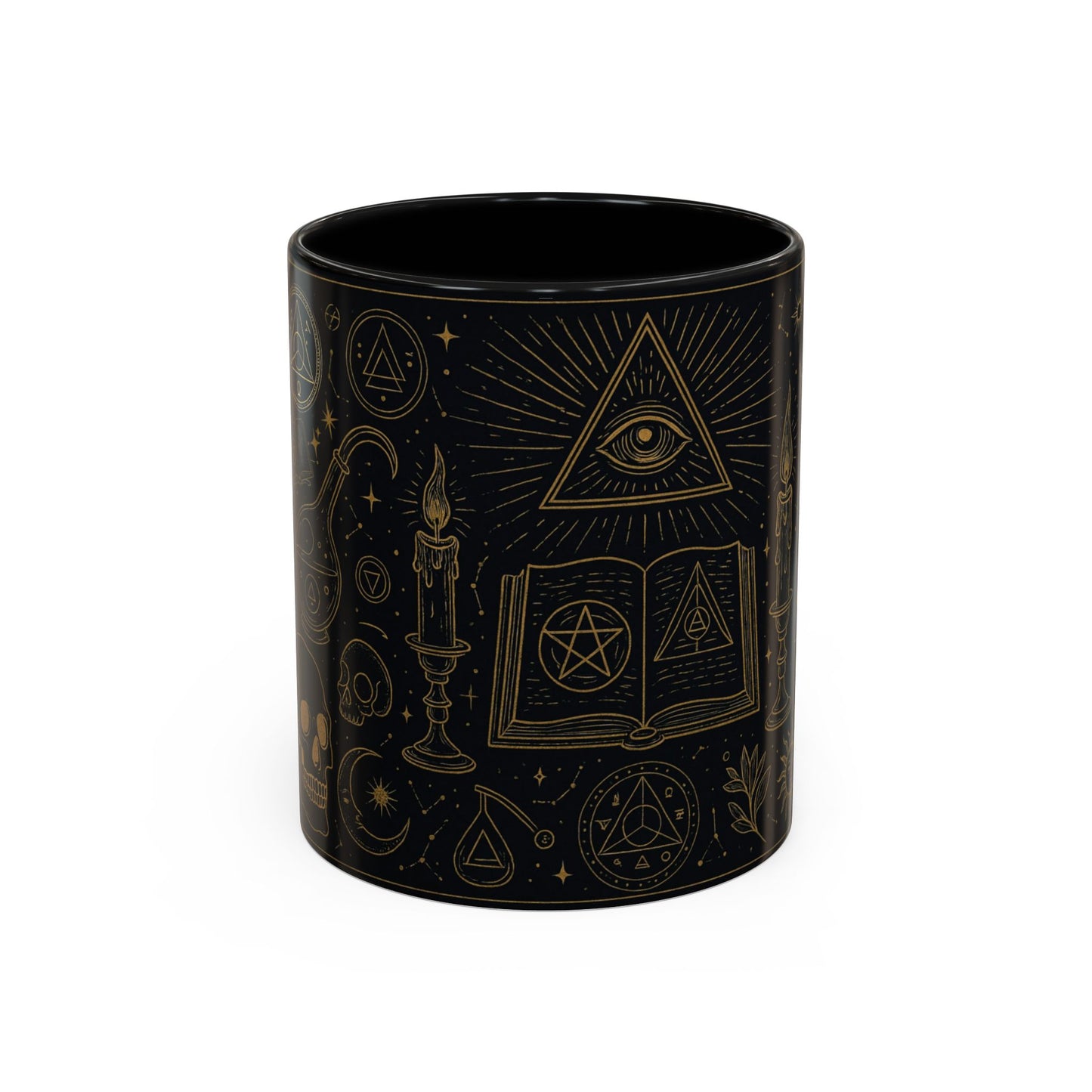 Witchy Aesthetic Coffee Mug โ 15oz Black & Purple Ceramic with Occult Symbols โ Goth Kitchen Decor, Halloween Gift Idea - 11oz/15oz