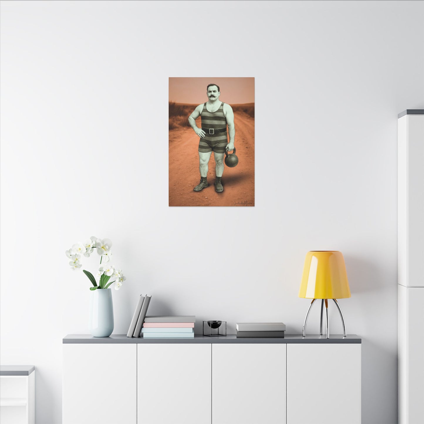 The Strongman – Matte Canvas Print (Gallery-Wrapped) 0.75" – Vintage Circus-Inspired Canvas Wall Art