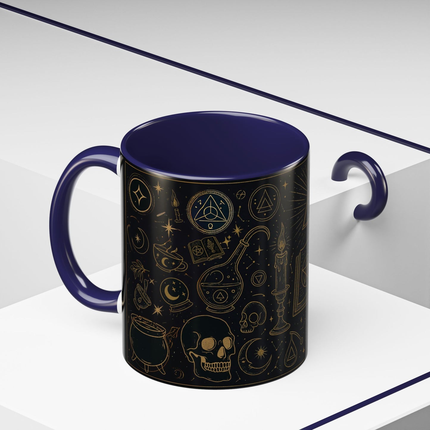 Witchy Aesthetic Coffee Mug โ 15oz Black & Purple Ceramic with Occult Symbols โ Goth Kitchen Decor, Halloween Gift Idea - 11oz/15oz