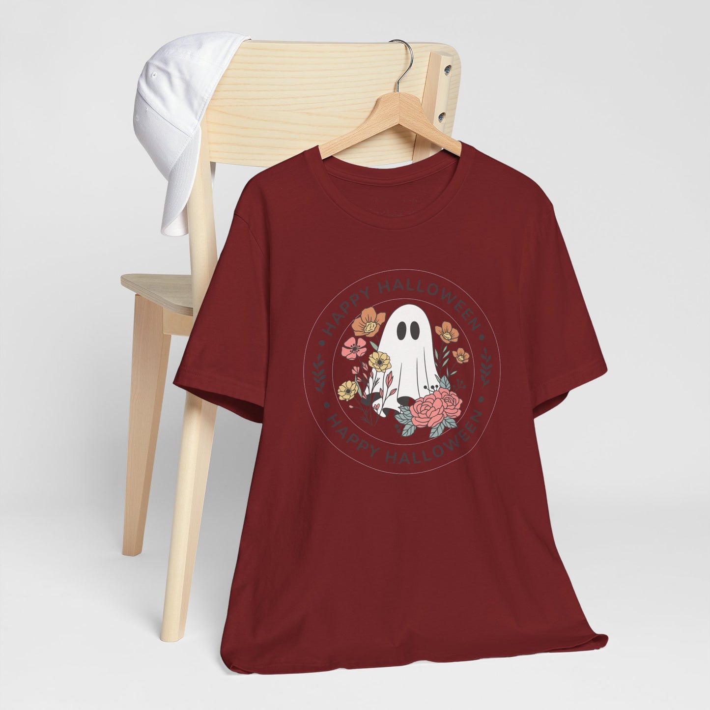 Happy Halloween Floral Ghost Tee – Bella+Canvas 3001