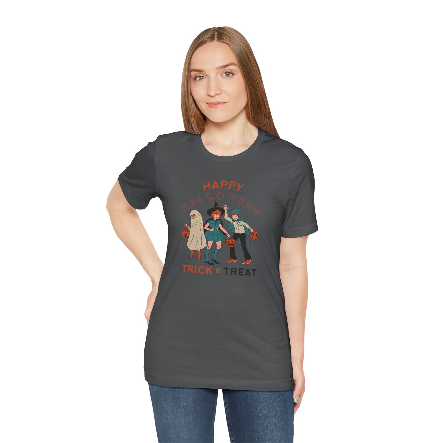 Happy Halloween Trick or Treat Vintage Vibe Tee โ Bella+Canvas 3001