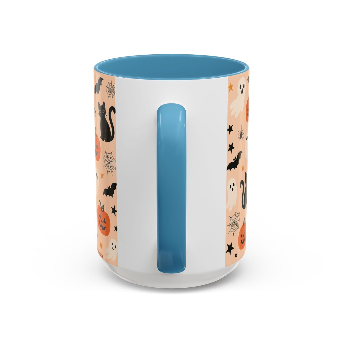 Halloween Color Accent Mug β Ghosts, Pumpkins & Black Cats, Fall Coffee Cup (11oz & 15oz) β Boutique Spooky Season Drinkware