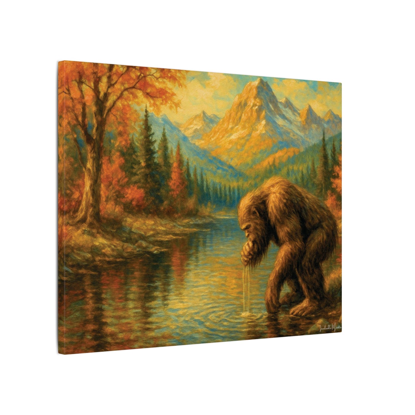 Bigfoot Lake Canvas Print – Autumn Mountain Landscape, Boutique Fine Art Style, Horizontal Nature Wall Art