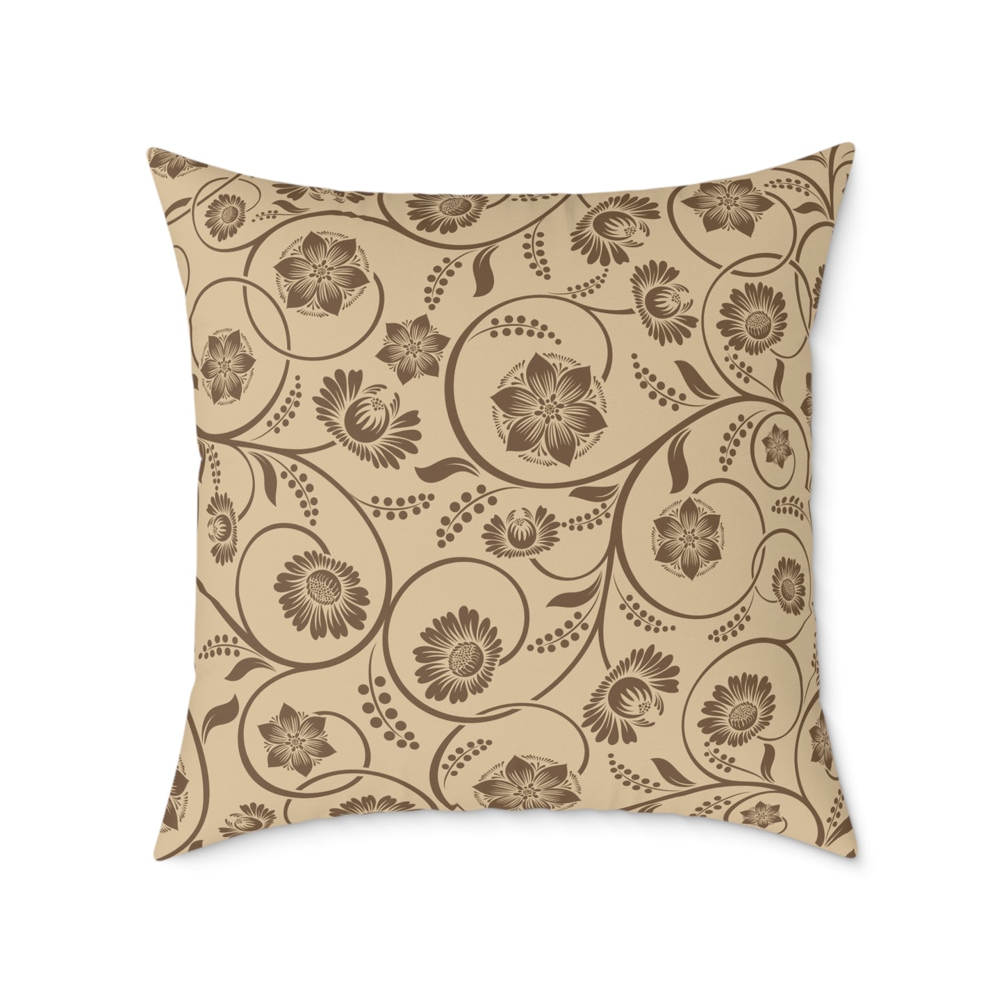 Earthy Witchy Botanical Square Poly Canvas Throw Pillow