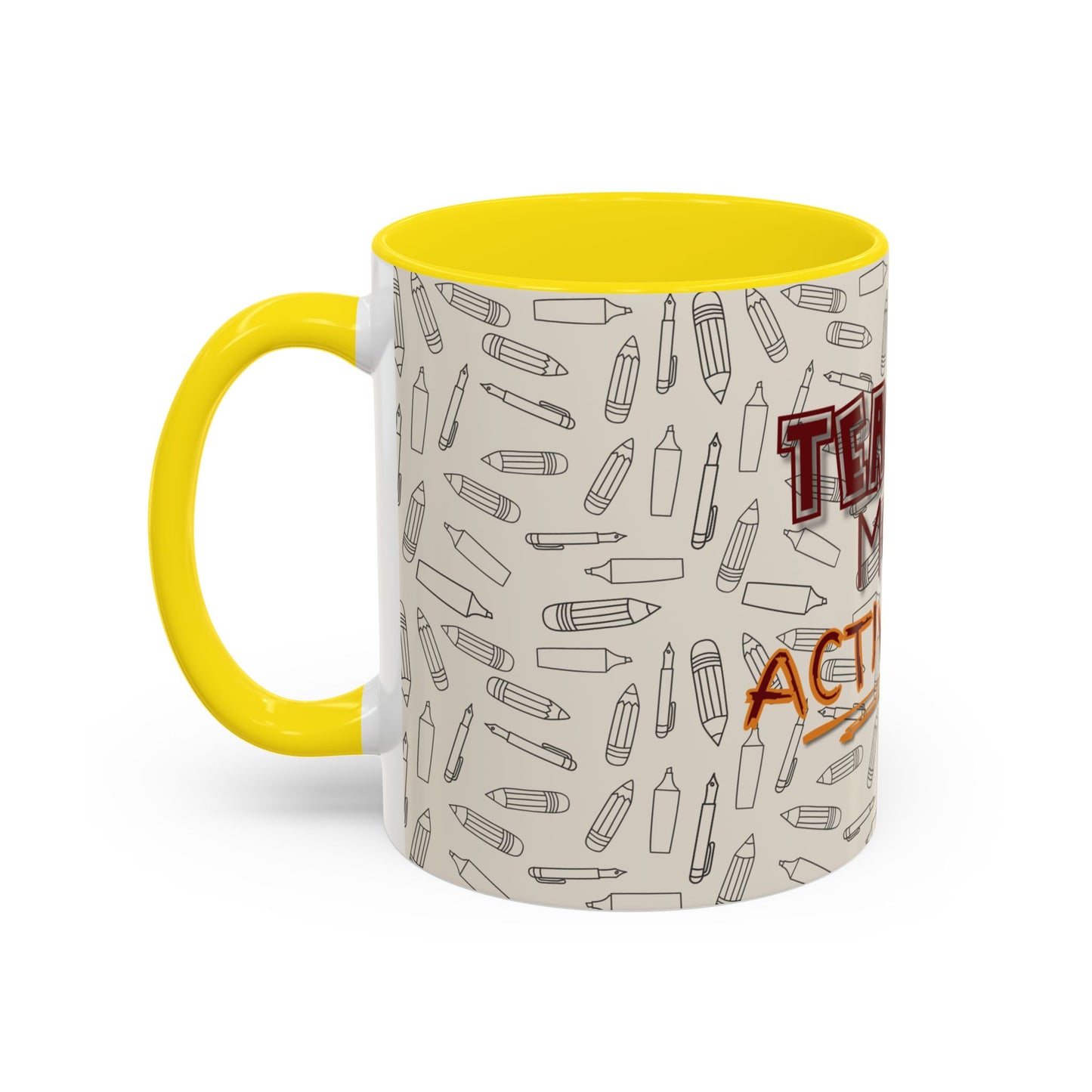 Funny Teacher Coffee Mug – Back to School Gift – “Teacher Mode Activated” – Color Accent 11oz 15oz – Classroom Decor – Durable Ceramic – Education Life