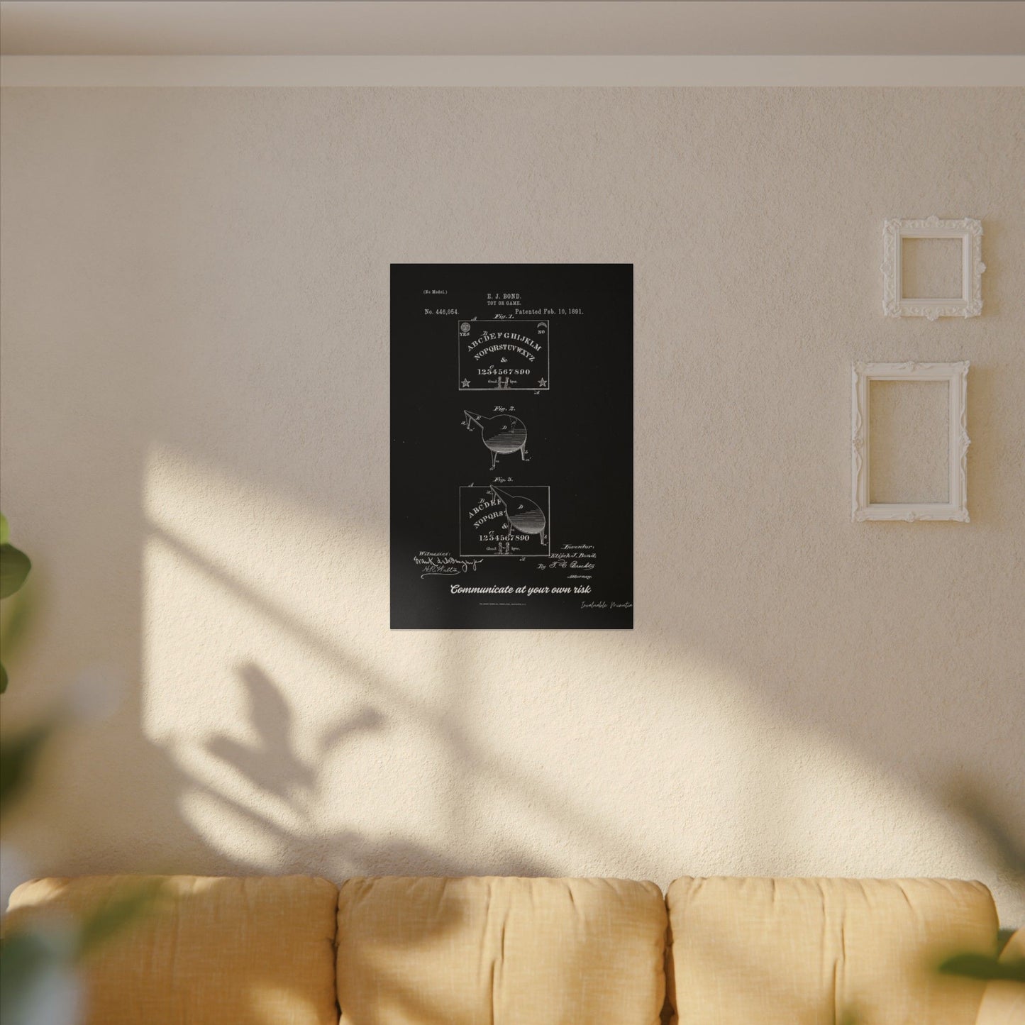 Ouija Board Patent Print (1891) – Gothic Spirit Board Canvas Wall Art