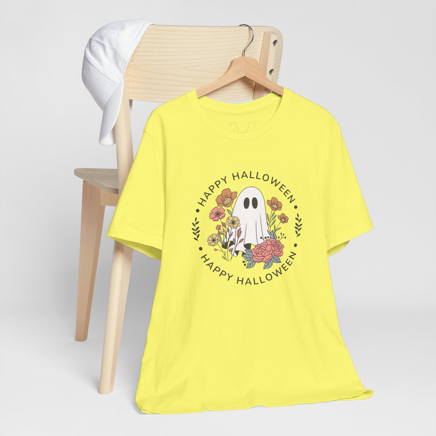 Happy Halloween Floral Ghost Tee – Bella+Canvas 3001