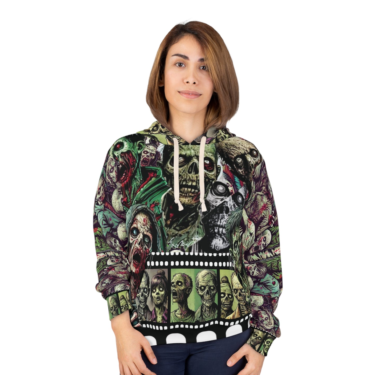 Zombie Apocalypse AOP Pullover Hoodie | All Over Print Horror Hoodie | Custom Gothic Hoodie | Halloween Streetwear | Zombie Graphic Design