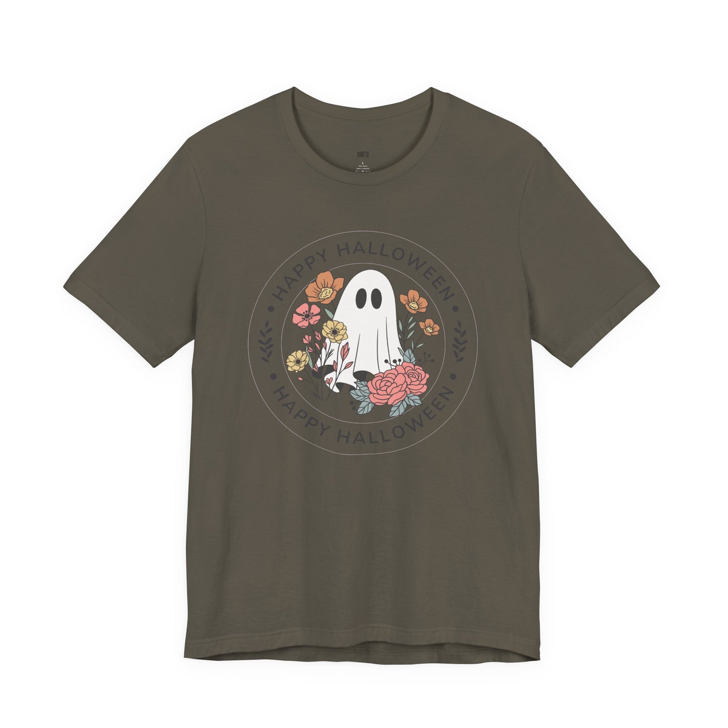 Happy Halloween Floral Ghost Tee – Bella+Canvas 3001