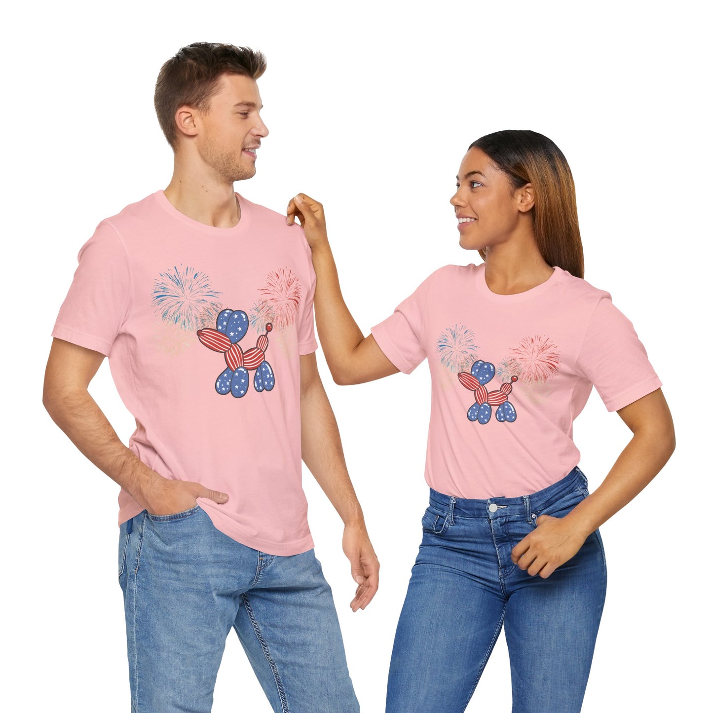 Patriotic Balloon Animal Tee, Fourth of July Shirt, Independence Day Apparel, Fireworks Unisex T-shirt, Bella + Canvas