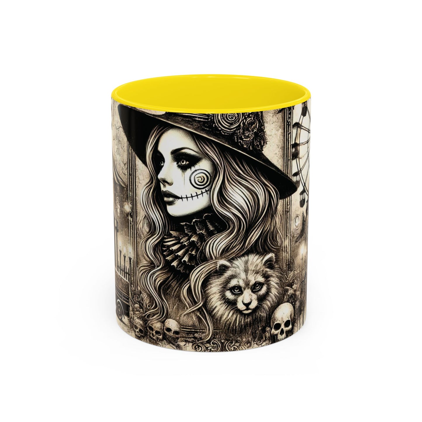 Creepy Circus Witch Mug | Vintage Halloween Accent Coffee Mug (11oz/15oz)