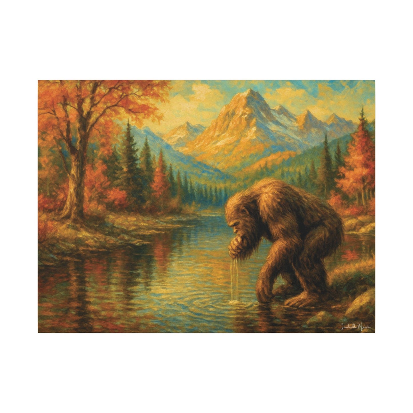 Bigfoot Lake Canvas Print – Autumn Mountain Landscape, Boutique Fine Art Style, Horizontal Nature Wall Art