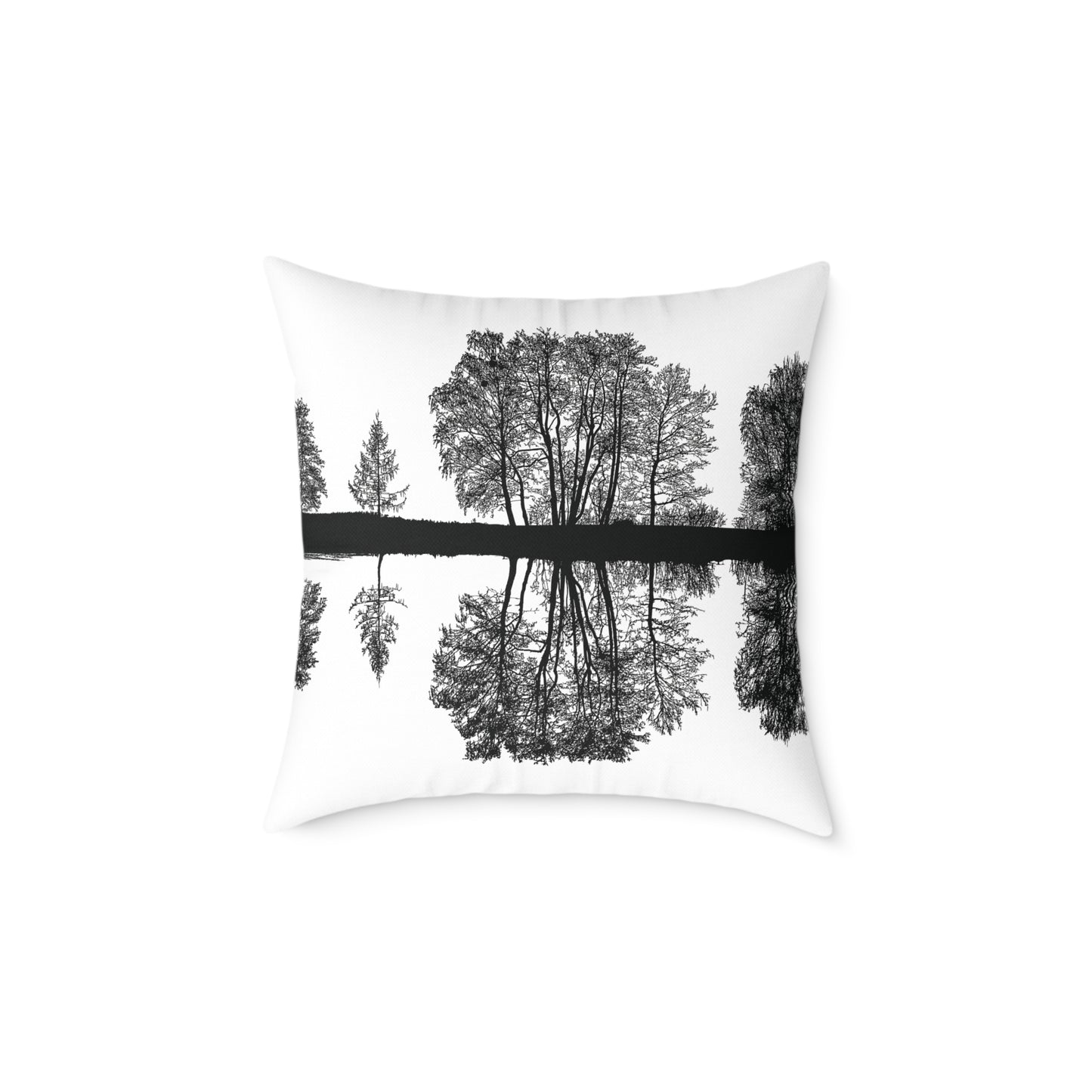Reflection Forest Silhouette Tree Throw Pillow β Photo Silhouette Landscape Accent for Liminal Souls - Canvas Throw Pillow