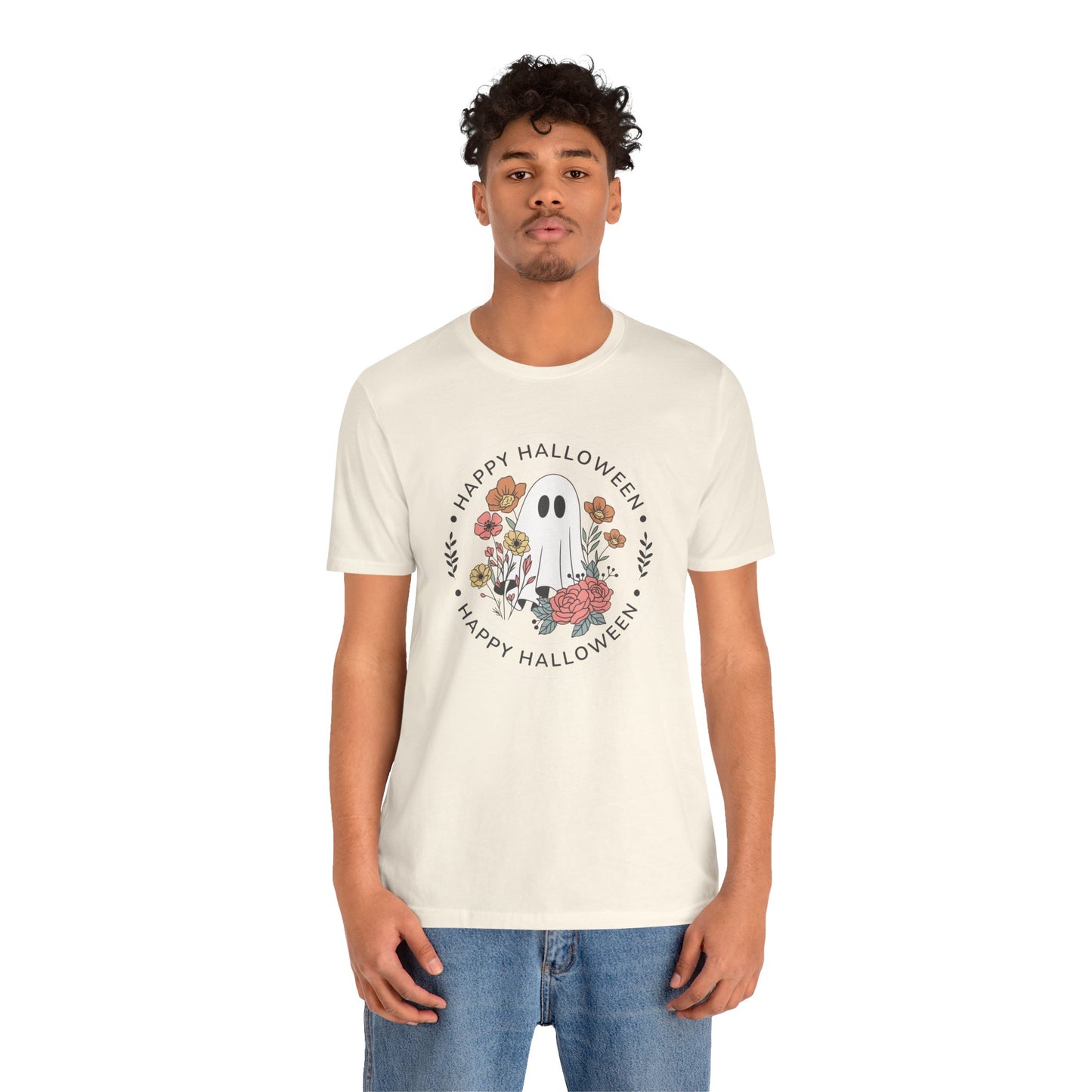 Happy Halloween Floral Ghost Tee – Bella+Canvas 3001