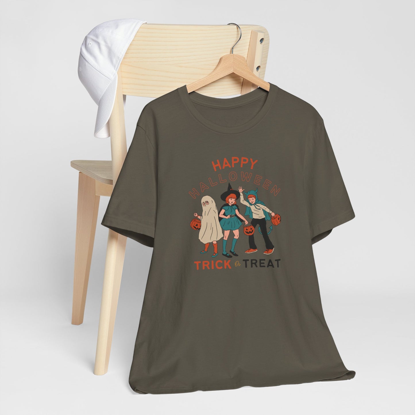 Happy Halloween Trick or Treat Vintage Vibe Tee โ Bella+Canvas 3001