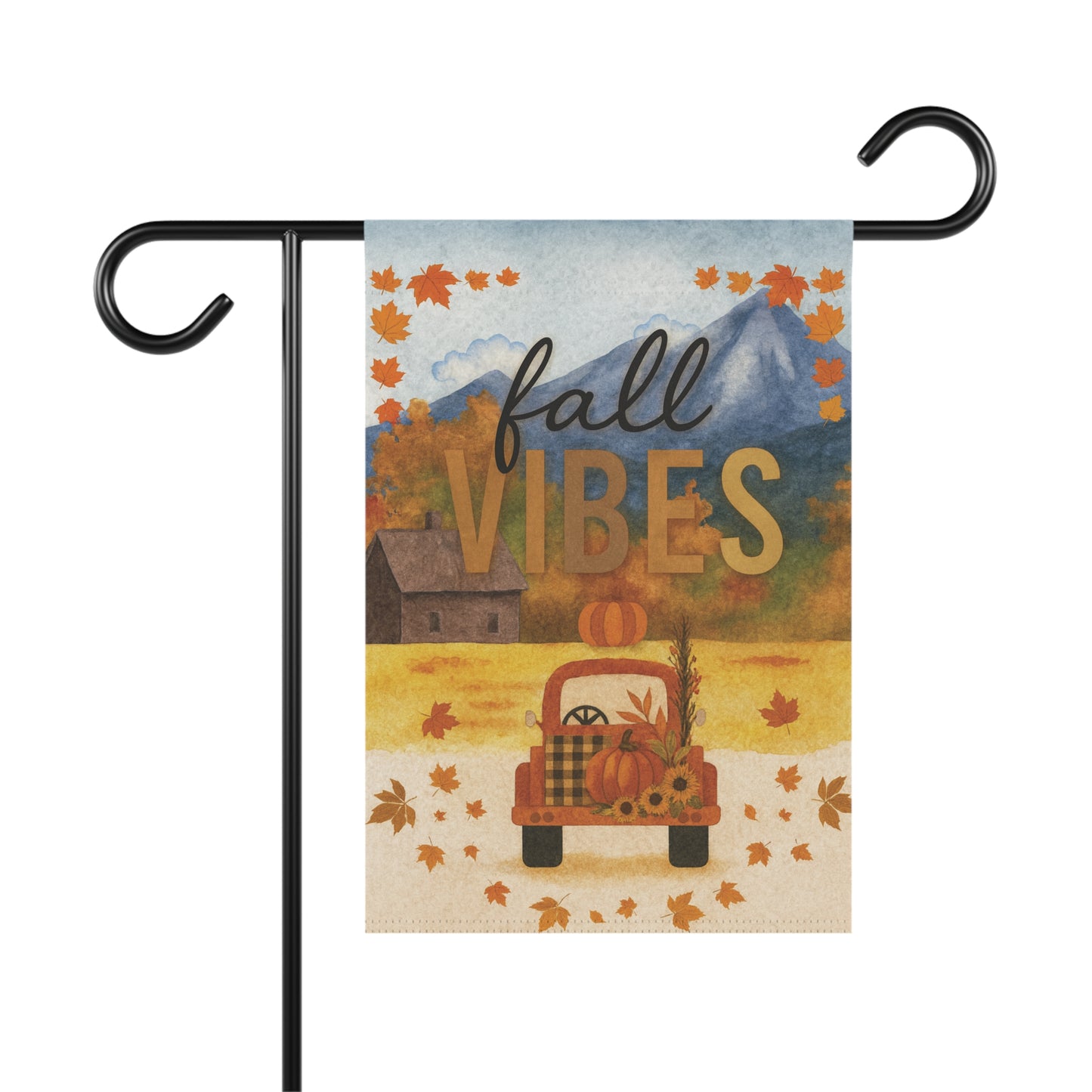 Fall Vibes Flag – Pumpkin Truck Garden Banner & House Flag | Rustic Autumn Outdoor Décor