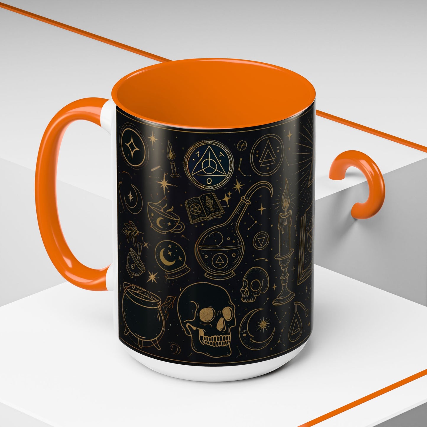 Witchy Aesthetic Coffee Mug โ 15oz Black & Purple Ceramic with Occult Symbols โ Goth Kitchen Decor, Halloween Gift Idea - 11oz/15oz